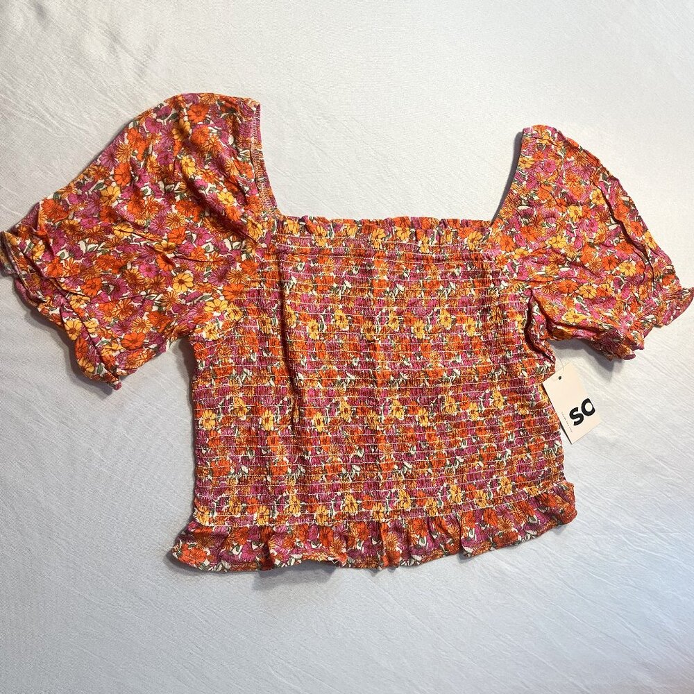 NWT SO ORANGE FLORAL CROP TOP -XL